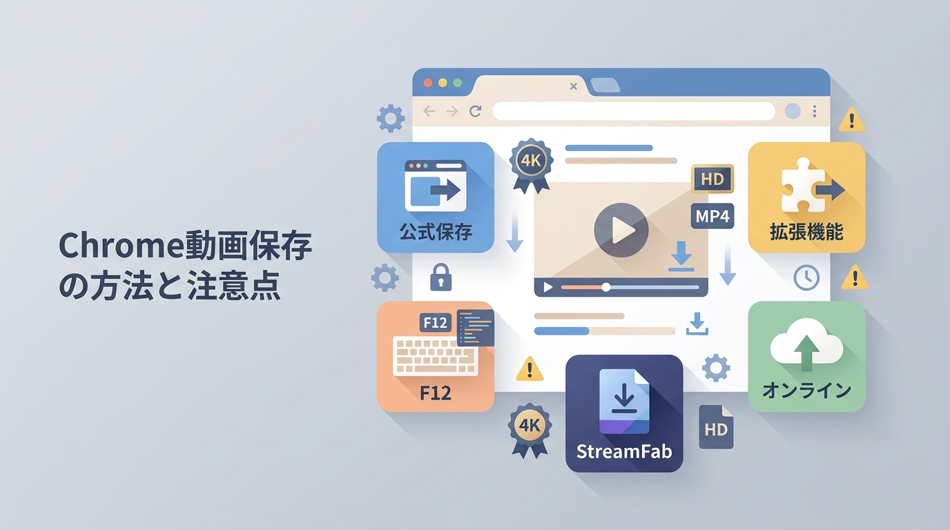 Chrome動画保存の5つの手段|違い・制限・注意点【2026年】