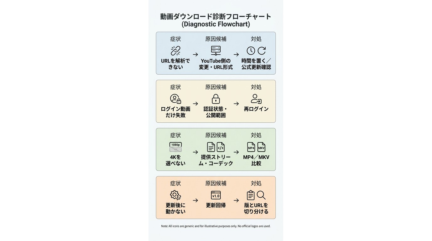 4K Video Downloader Plusの症状別に原因と対処を整理した診断手順