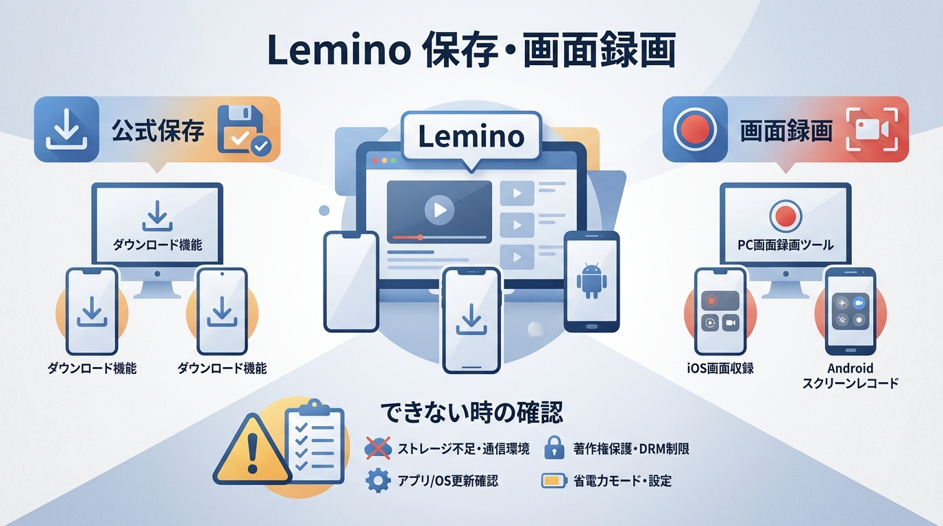 LeminoのiPhone保存と画面録画の違い|公式機能・制限・注意点