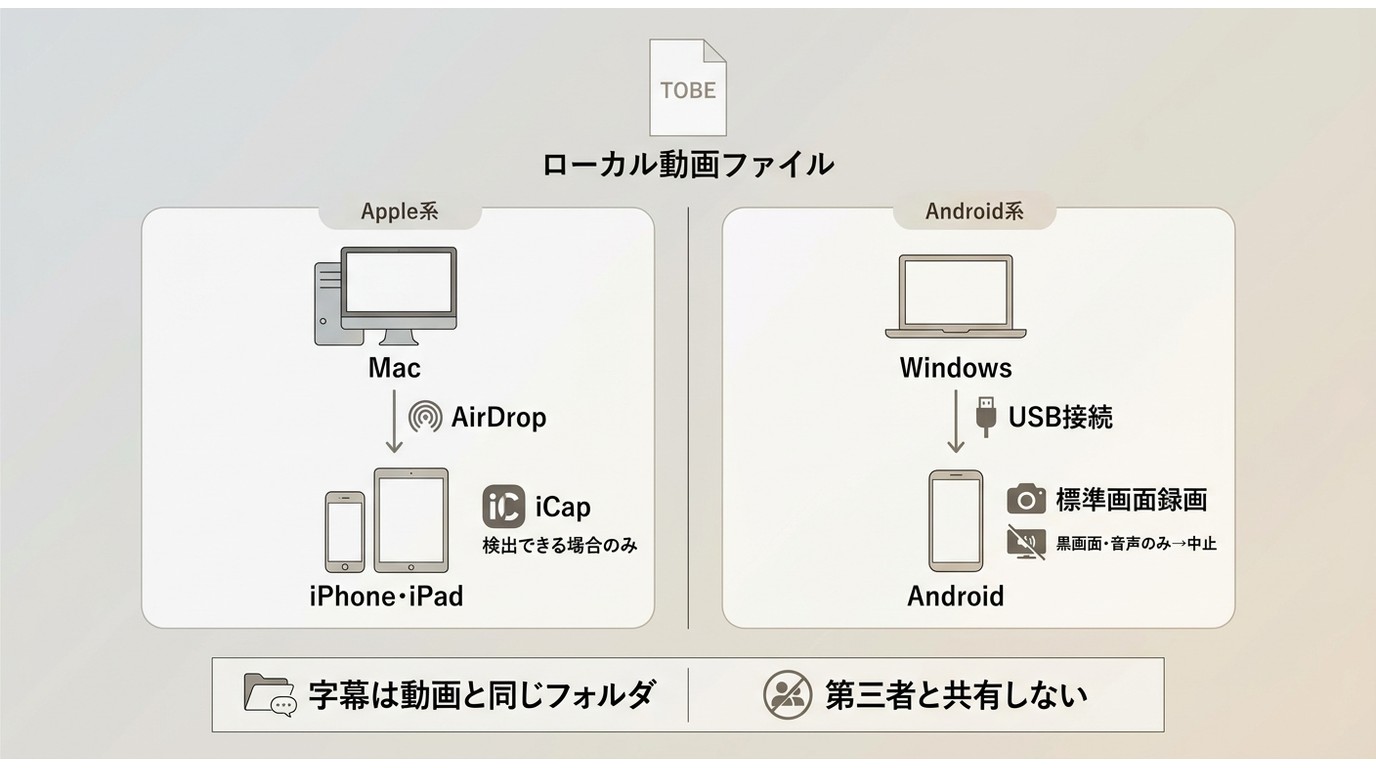 iCap対応のiPhone・iPadとAndroidの違い、AirDrop・USBによる端末転送