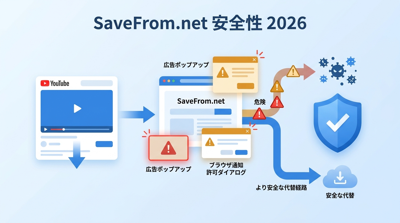 SaveFrom.netは安全?広告・通知の危険性、使い方と代替手段【2026年】