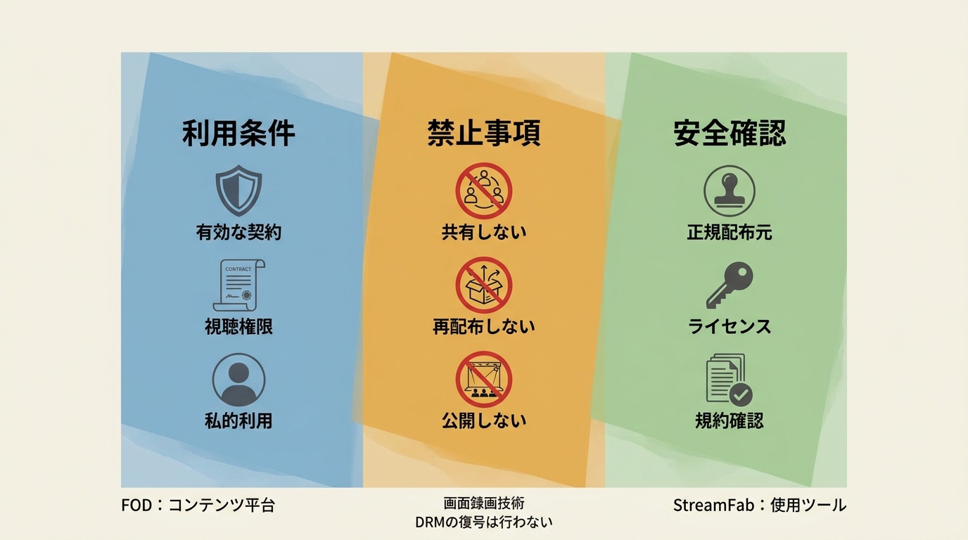StreamFabでFOD動画を扱う際の安全確認と私的利用の範囲