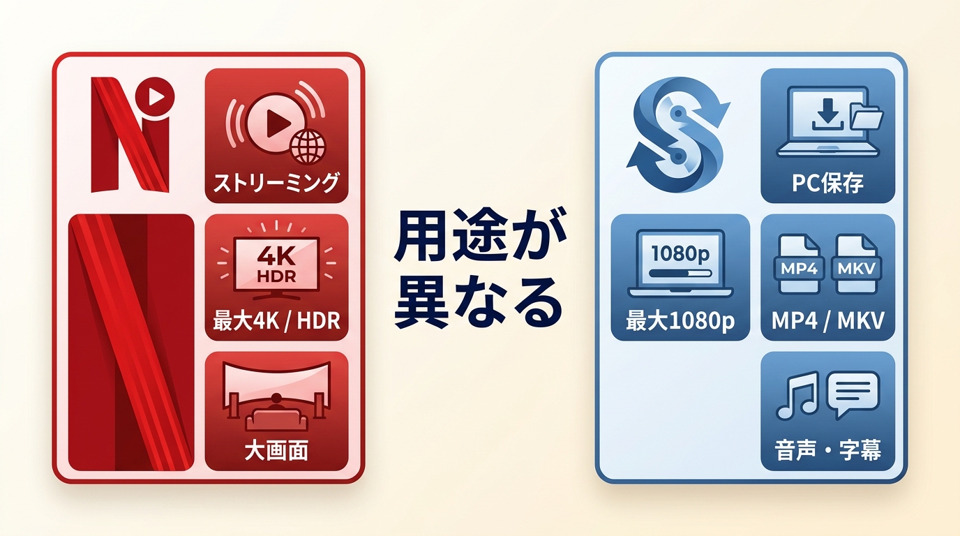 Netflixの最大4K視聴とStreamFabの最大1080p保存の用途比較