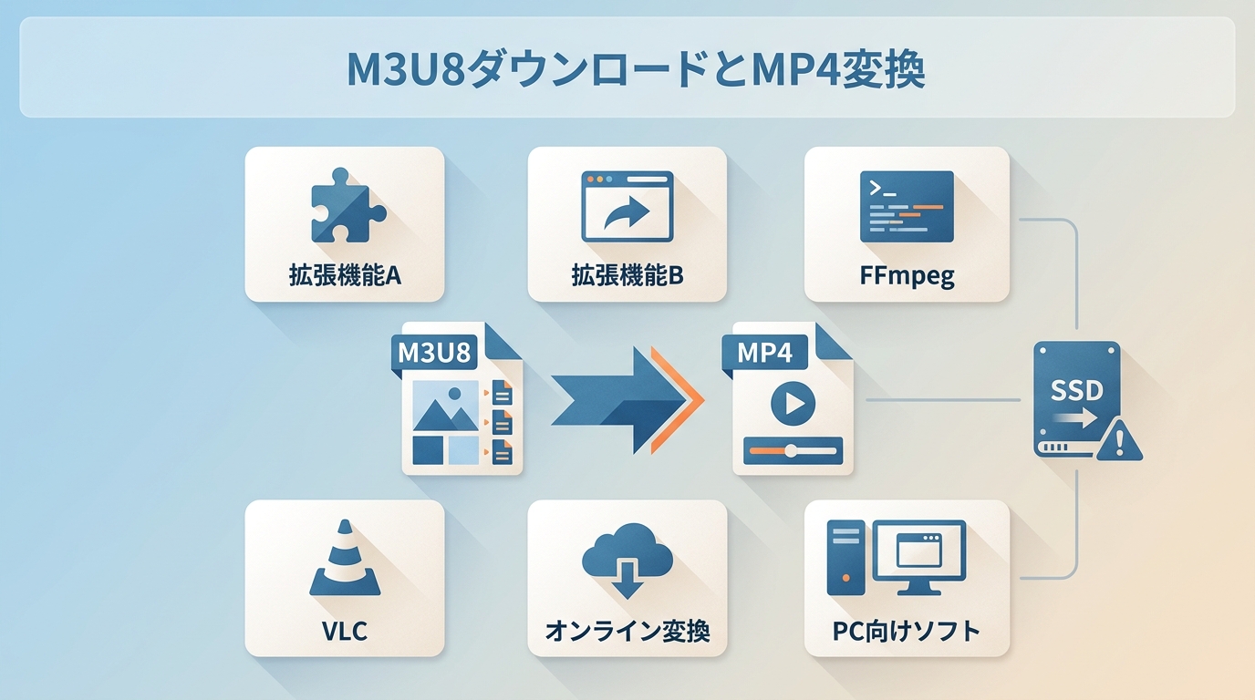 【2026年版】M3U8ダウンロードの仕組みと6つの保存手段｜MP4変換の注意点