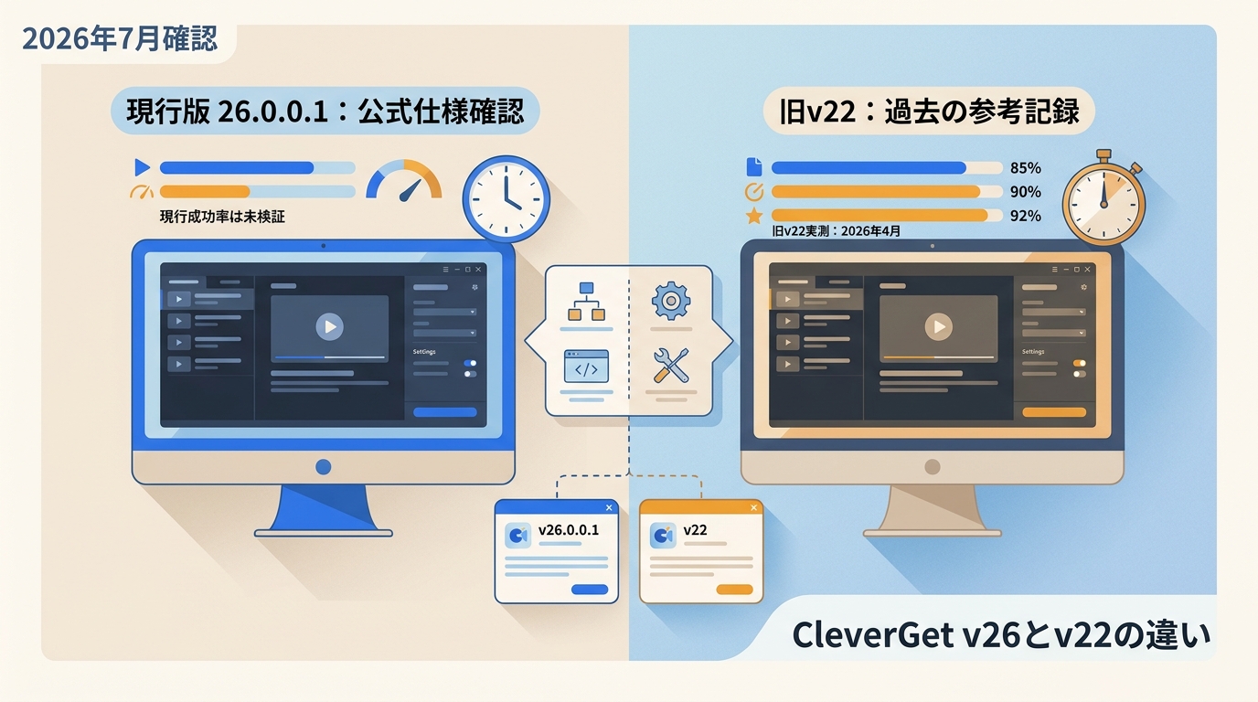 【2026年7月確認】CleverGet最新バージョン26.0.0.1|旧v22実測との違い