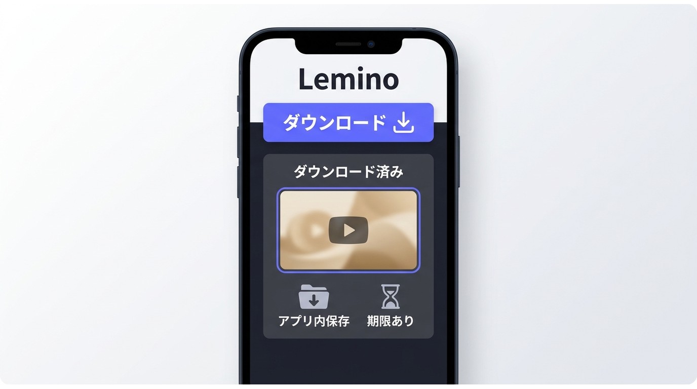 Lemino公式アプリのダウンロード操作とアプリ内で管理される保存作品
