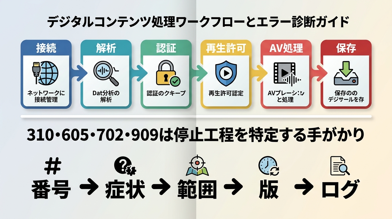 StreamFabの処理工程6段階と、症状・影響範囲・版番号・ログを確認する順序