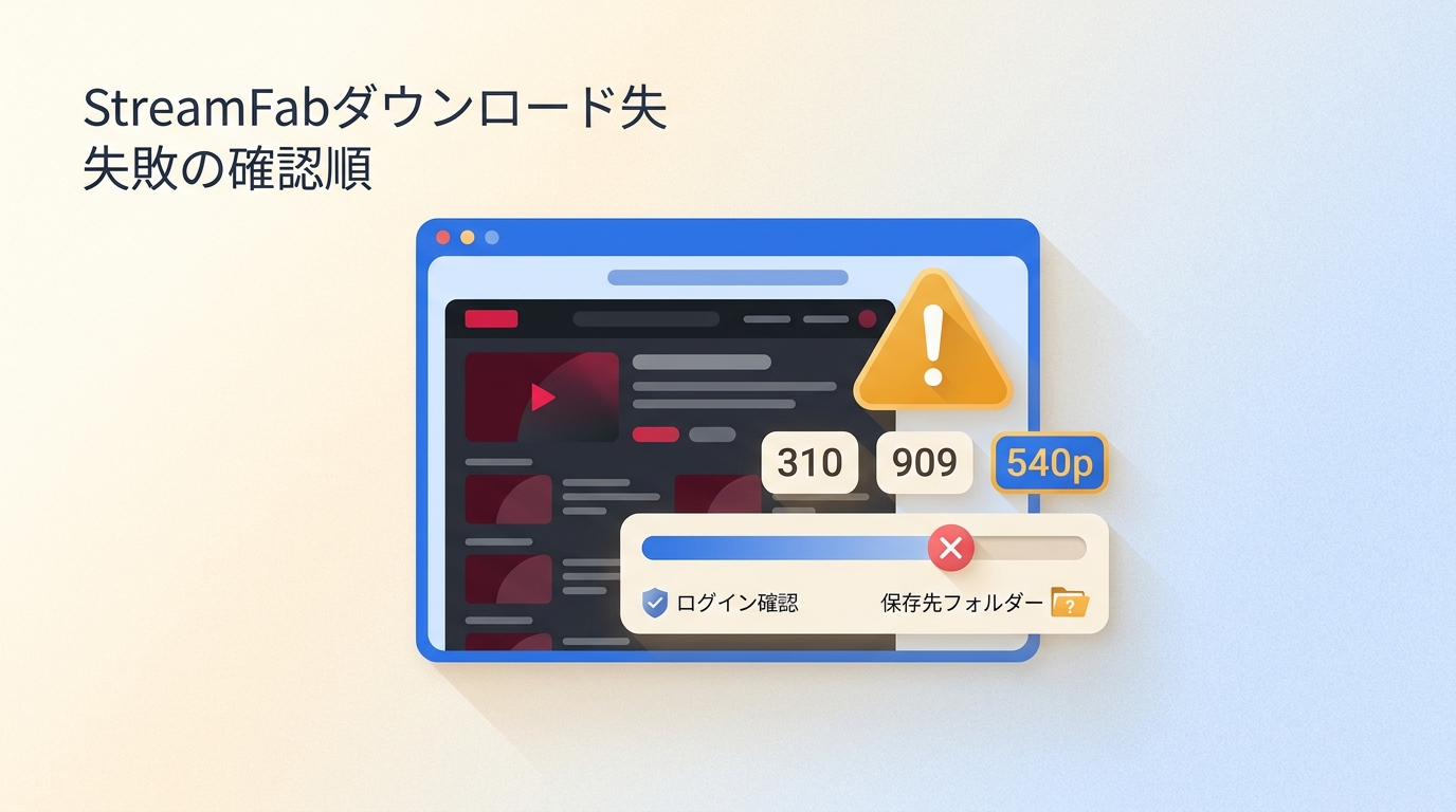 StreamFabでNetflixをダウンロードできない原因と確認順|310・909・540p
