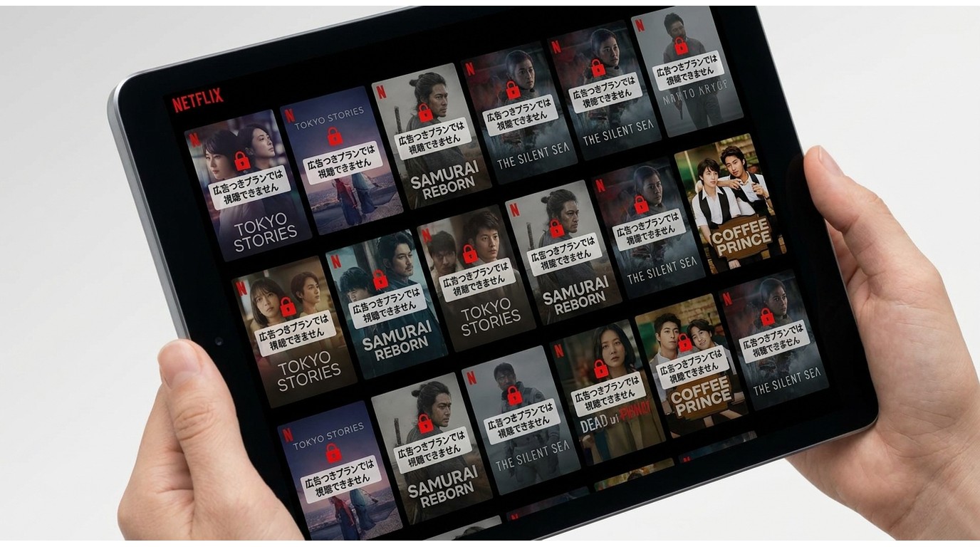 Netflixで一部作品にロックが付き、広告つきプランでは見られない例