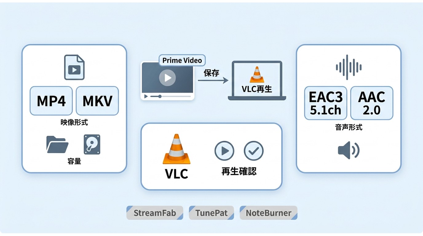 MP4とMKVの容量や音声形式を一緒に確認する比較図