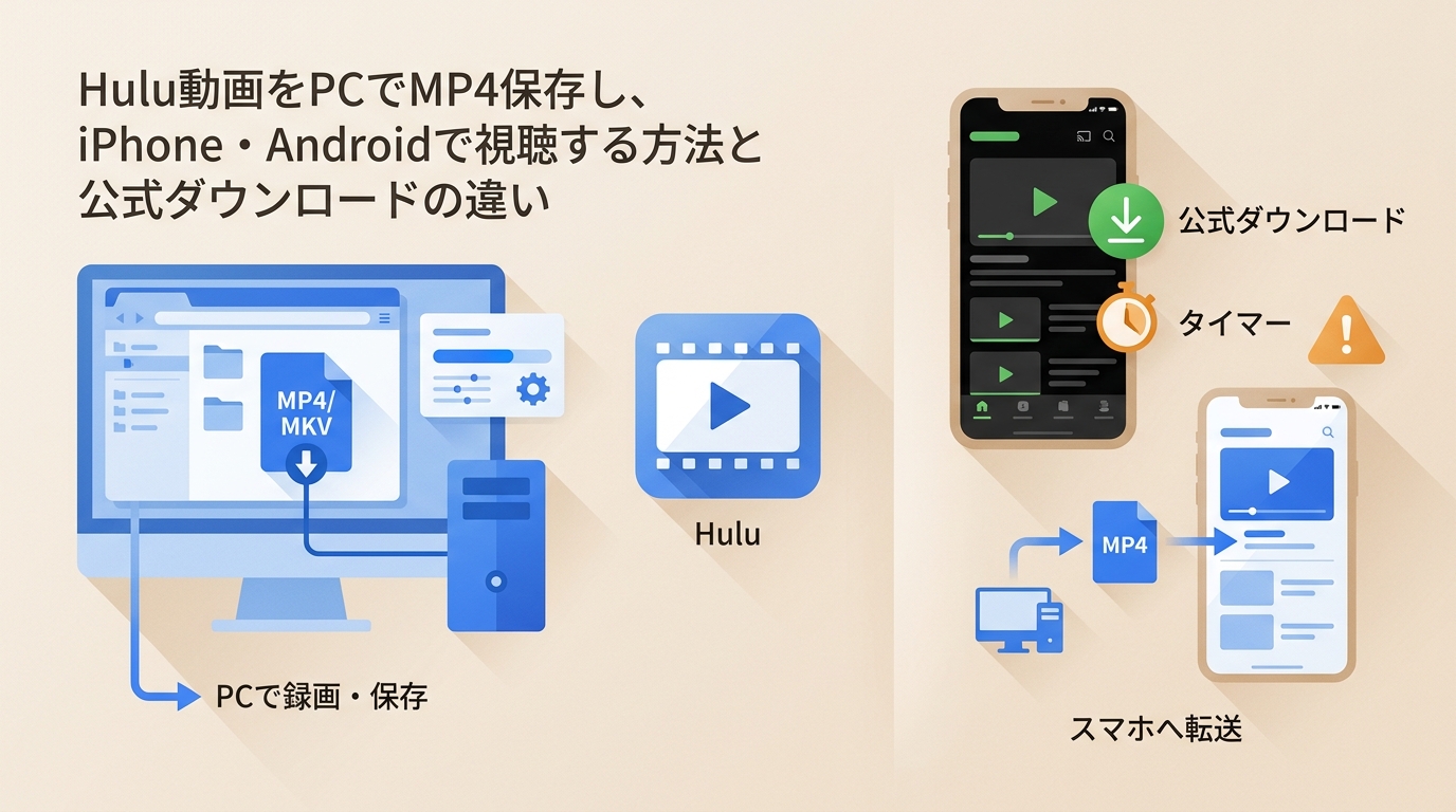 HuluはiCapで保存できる？公式ダウンロードとMP4の違い・注意点