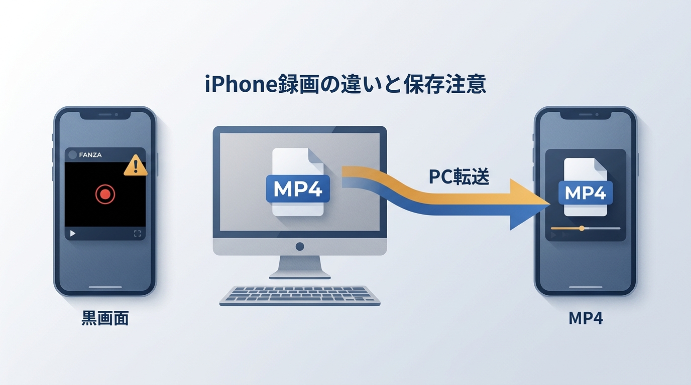 iPhoneでFANZAを録画・保存するときの違い｜黒画面の理由とPC転送の注意点