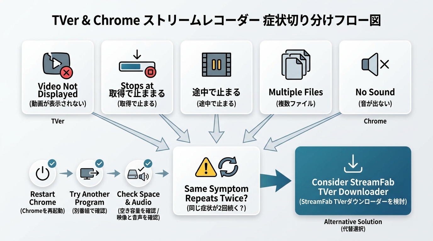 TVer保存で起きる5症状をChromeとStreamFabの選択まで案内する確認手順