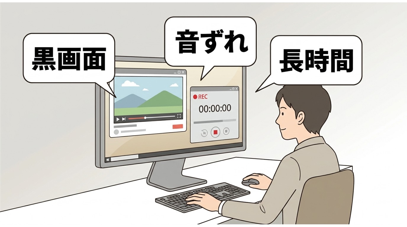 画面録画で黒画面や音ずれ、長時間録画が起こる例