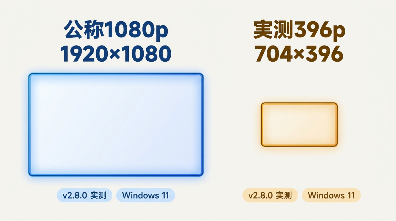 TunePat実測704×396と公称1080pの解像度サイズ比較