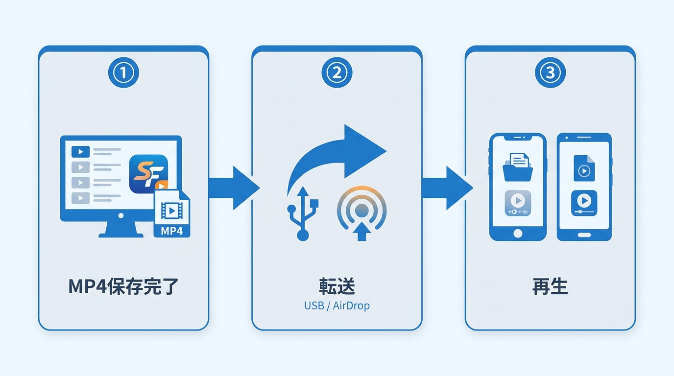 StreamFabでPC保存したMP4をUSBやAirDrop経由でiPhone・Androidへ転送する3ステップ