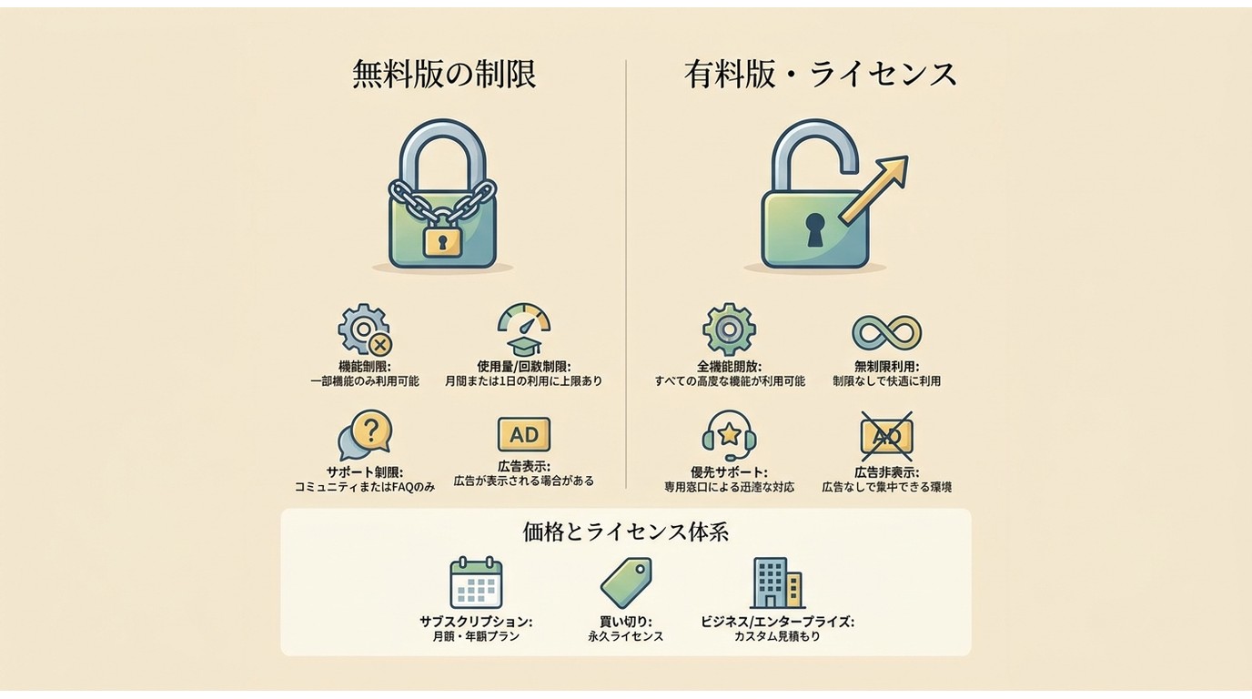 無料版の制限と価格・ライセンス