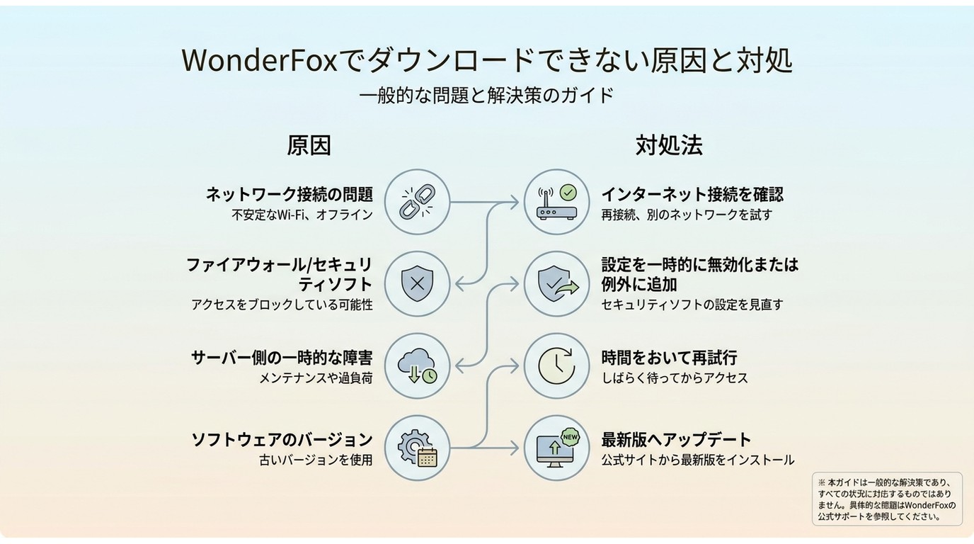 WonderFoxでダウンロードできない原因と対処