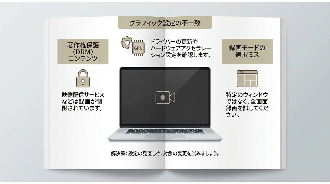 Windowsの画面録画で黒画面になる理由