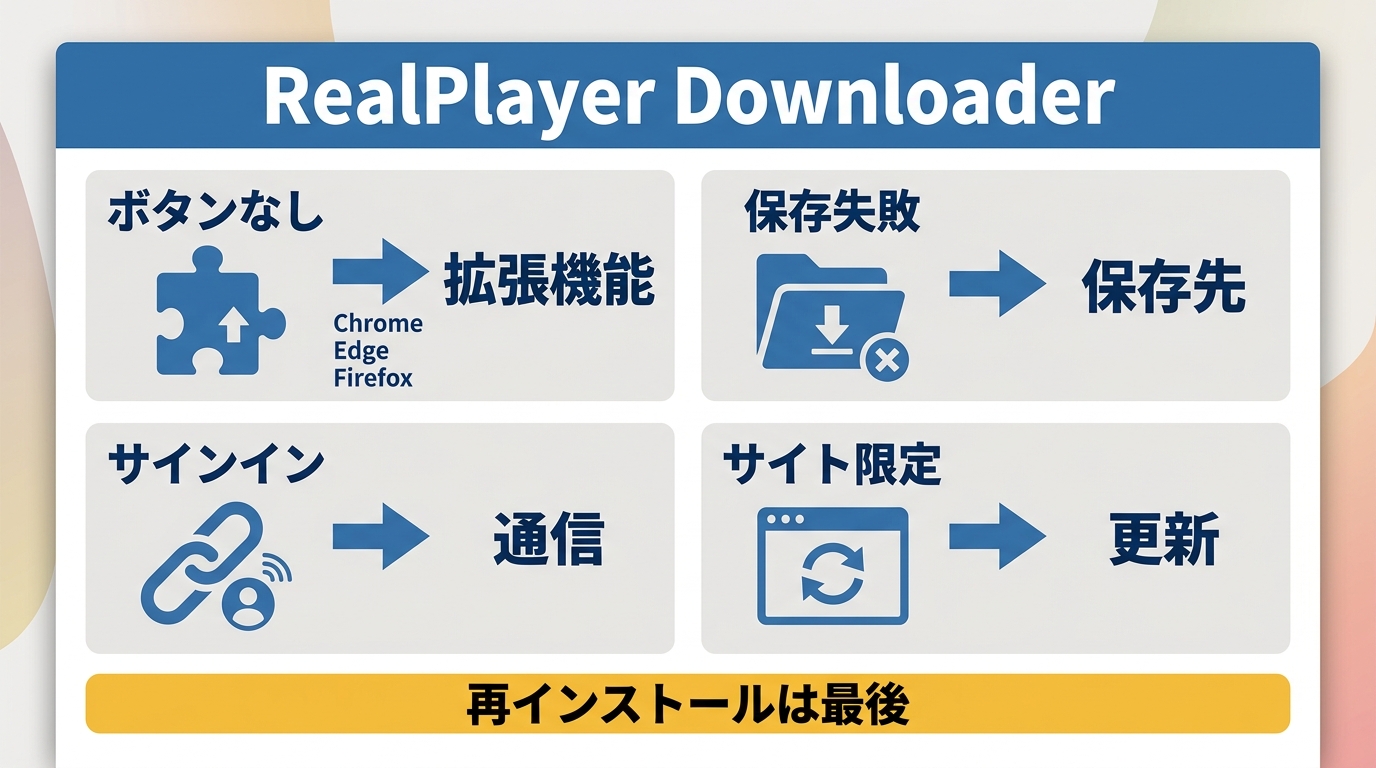 RealPlayerのダウンロード失敗を症状別に確認する順番