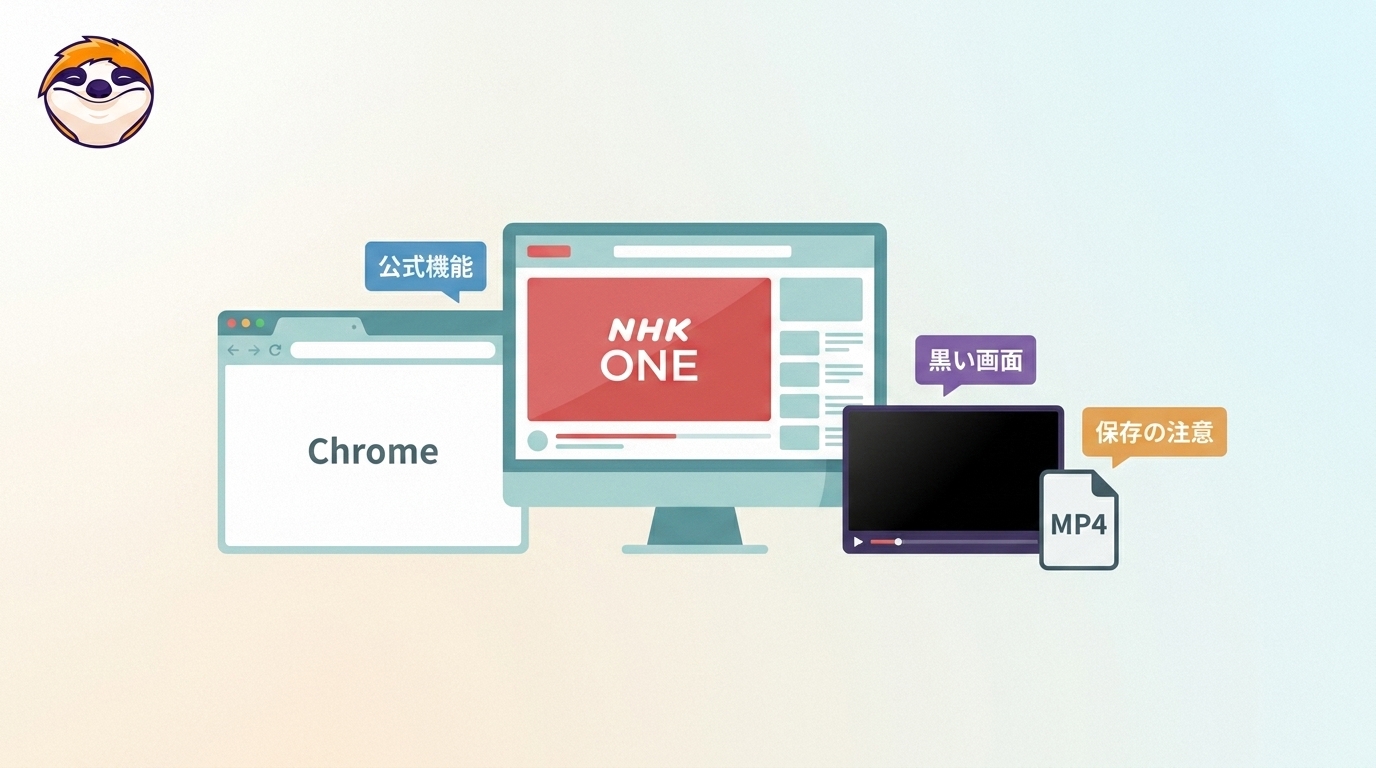 NHK ONE（旧NHKプラス）のChrome録画はできる？公式機能・黒い画面・保存の注意点