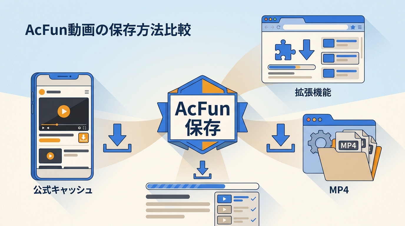 AcFun動画のダウンロードとMP4保存の違い｜公式アプリ・PC・拡張機能