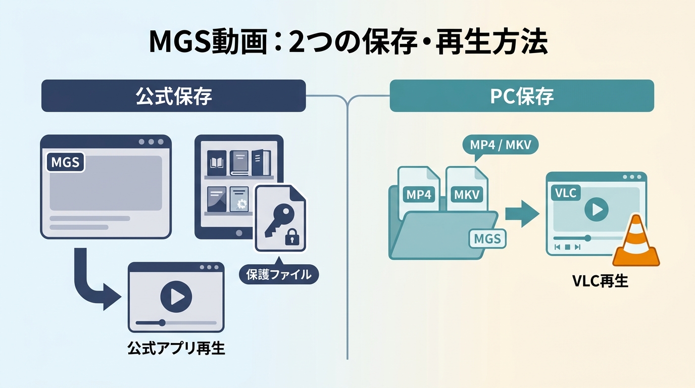 MGS動画の公式プレイヤー保存とMP4・MKVファイル保存の再生環境の違い