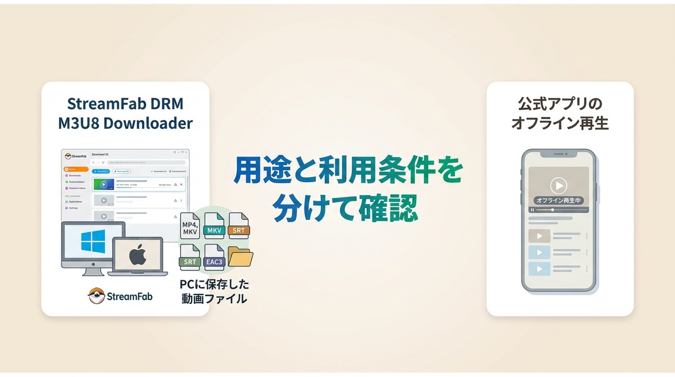 StreamFabのPC保存と公式アプリのオフライン再生の違い